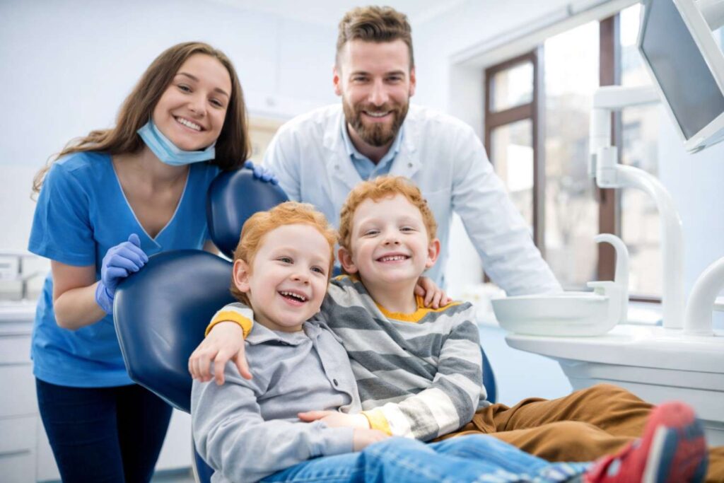 Family dentist with children at dental clinic in Monument CO White Diamond Dental
